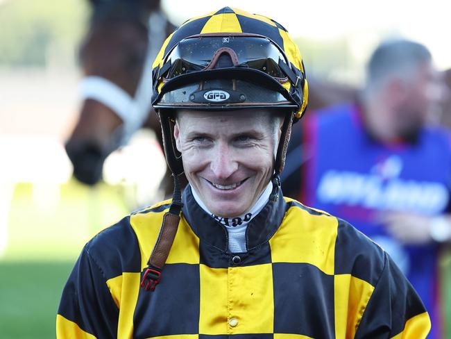 SYDNEY, AUSTRALIA - AUGUST 24: James McDonald riding Joliestar wins Race 7 Hyland Race Colours Show County Quality during Winx Stakes Day - Sydney Racing at Royal Randwick Racecourse on August 24, 2024 in Sydney, Australia. (Photo by Jeremy Ng/Getty Images)