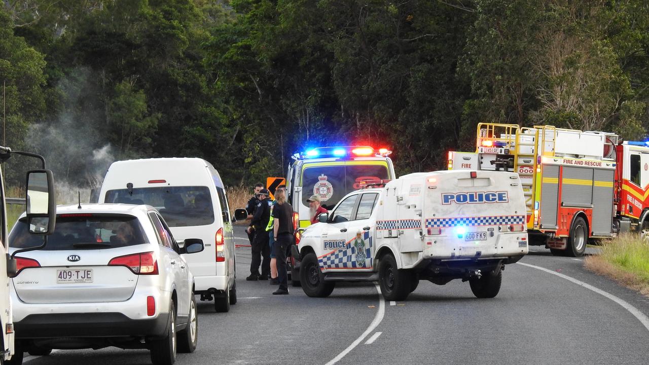 A car has erupted in flames on Pine Creek Yarrabah Road. Picture: Supplied