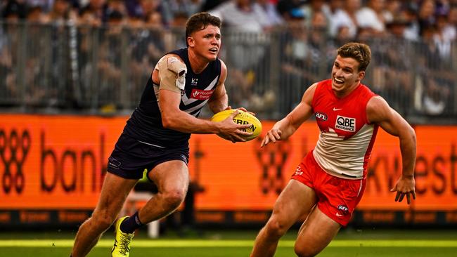 Nathan O’Driscoll was one of Fremantle’s best against Sydney. Picture: Daniel Carson/AFL Photos via Getty Images