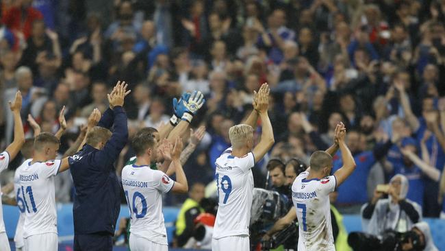 Iceland players bid farewell to their fans.