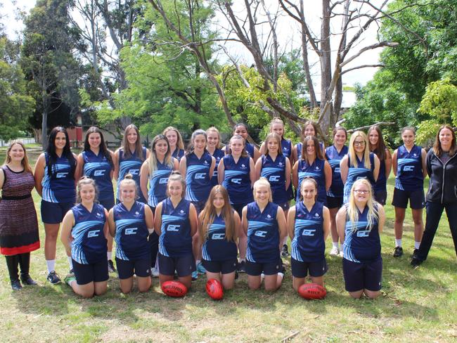 The Greensborough College Girls' Football team, which will this year become part of the Diamond Creek women’s AFL academy.