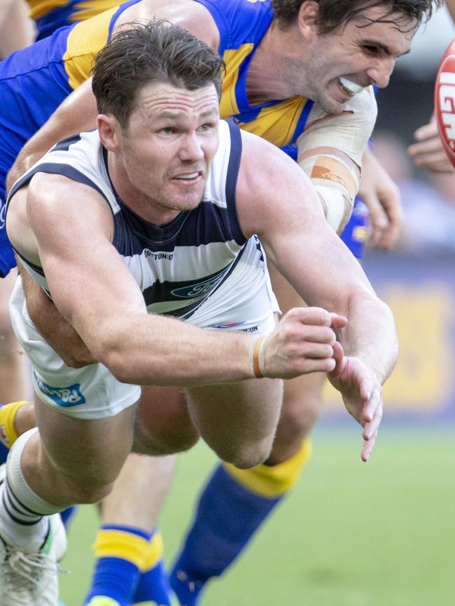 Patrick Dangerfield had a dirty first half before storming into the contest. Pic: AAP