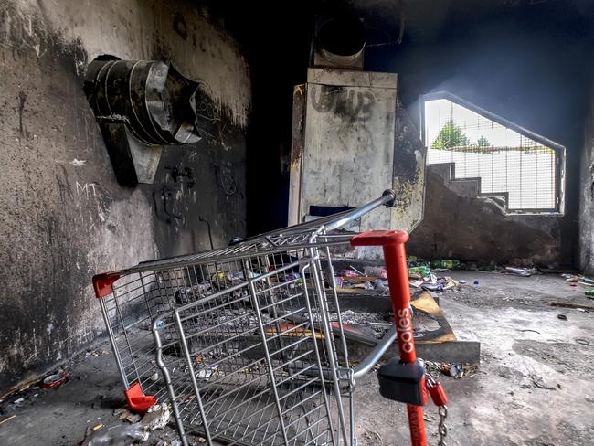 Vandalism at Ecoville Community Park in Tarneit. Picture: AAP Image/Luis Enrique Ascui