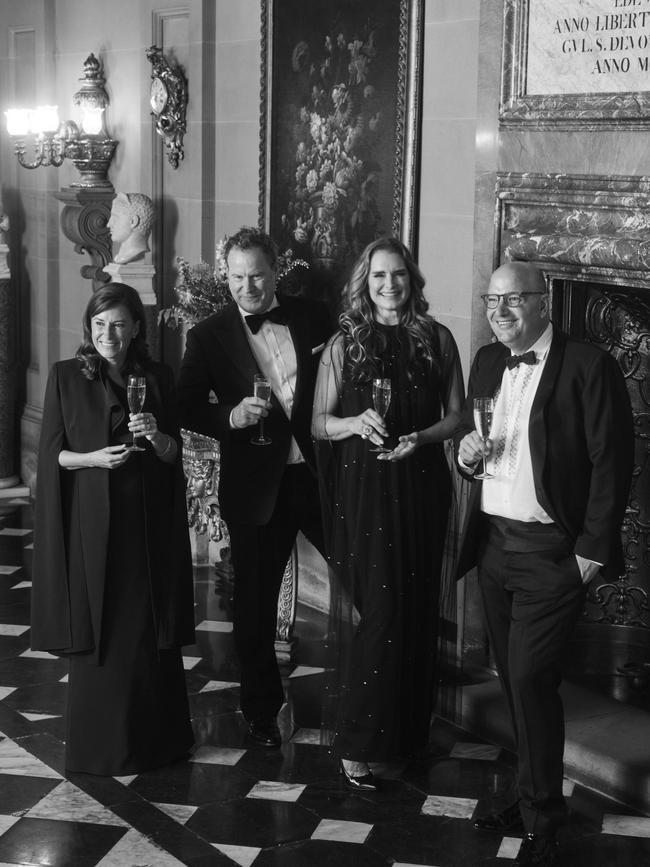 Producer Chris Henchy and actress Brooke Shields flanked by Bird in Hand founders Susie and Andrew Nugent, at Chatsworth House, Derbyshire, UK. Photo: Supplied