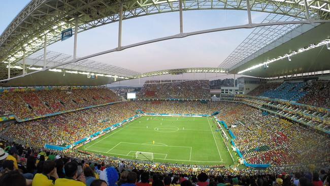 The Arena Corinthians in Sao Paulo where Olympic soccer will take place not far from the highway where underage girls work as prostitutes. Picture: Alexandre Breveglieri