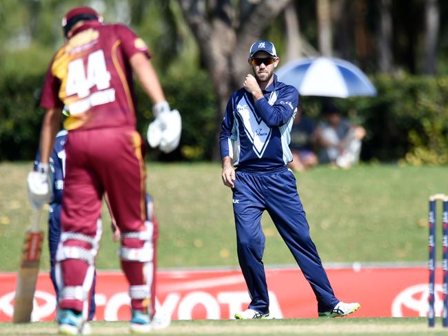 Glenn Maxwell played a crucial role in Victoria’s gritty win over Queensland. Picture: Alix Sweeney