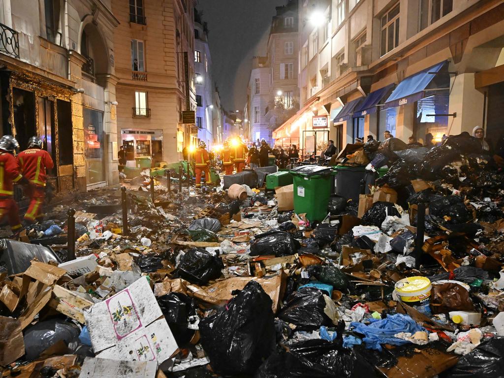 The streets of Paris are choked with rubbish. Picture: AFP