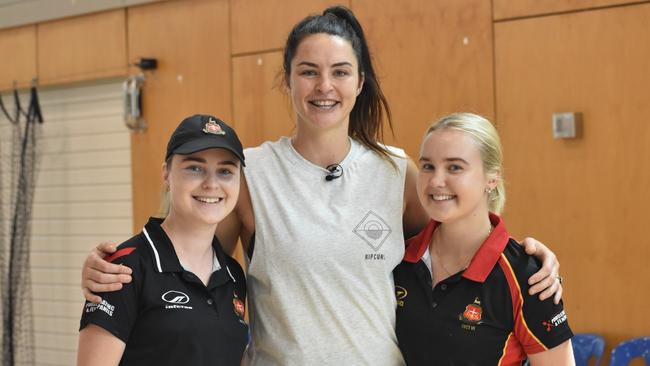 Former Australian Diamonds star Sharni Norder runs coaching clinics.