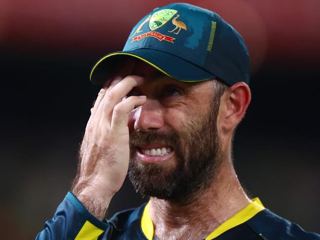 Australia's Glenn Maxwell gestures during the first Twenty20 international cricket match between Australia and Pakistan at The Gabba in Brisbane on November 14, 2024. (Photo by Pat HOELSCHER / AFP) / -- IMAGE RESTRICTED TO EDITORIAL USE - STRICTLY NO COMMERCIAL USE --