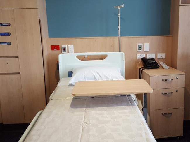 Inside one of the hospital rooms, flooded with natural light.