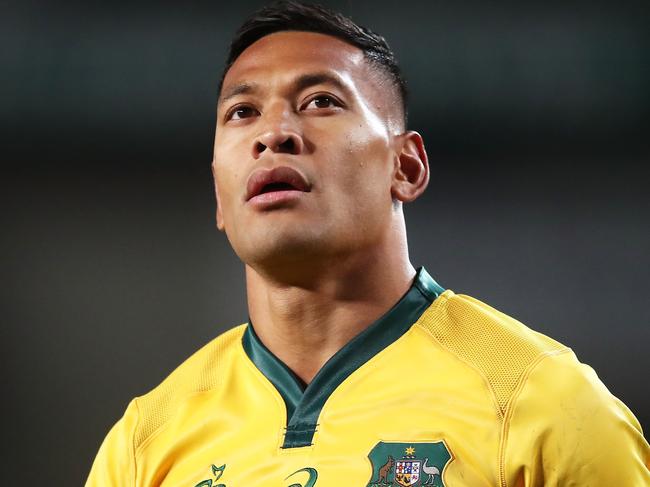 SYDNEY, AUSTRALIA - JUNE 23:  Israel Folau of the Wallabies looks on during the Third International Test match between the Australian Wallabies and Ireland at Allianz Stadium on June 23, 2018 in Sydney, Australia.  (Photo by Matt King/Getty Images)