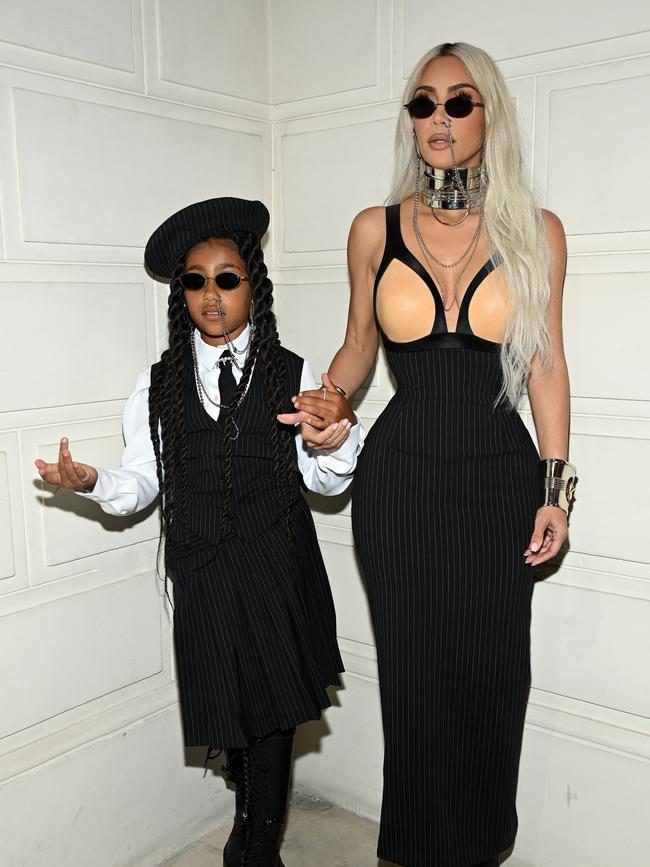 Daughter North West, 9, wore a similar outfit to her mum’s. Picture: Pascal Le Segretain/Getty Images