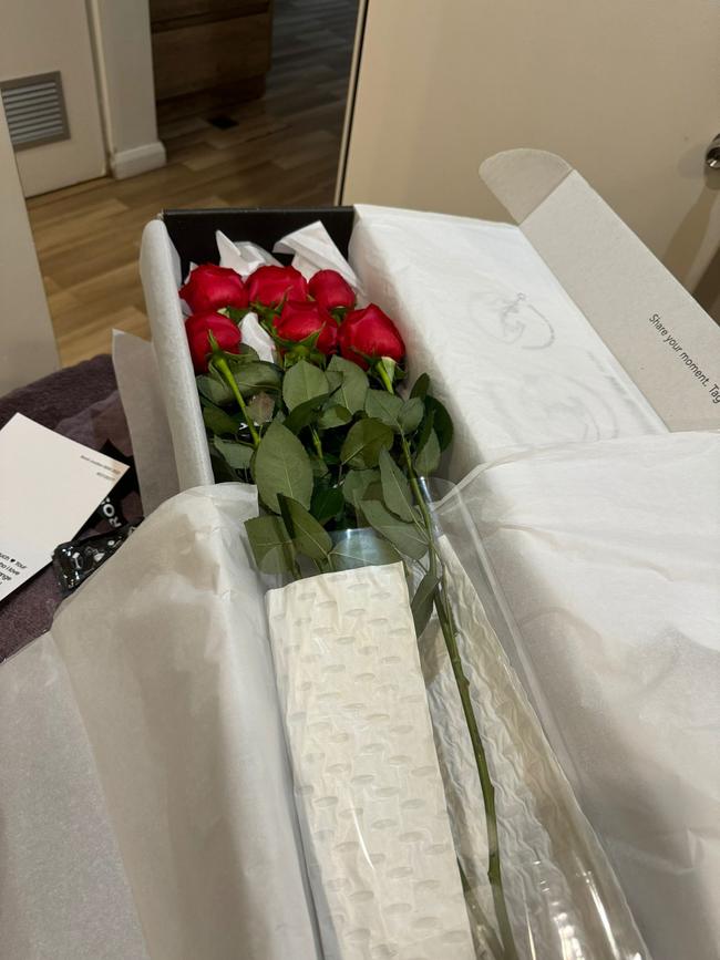 The stalker sent Julia roses that arrived at her work.