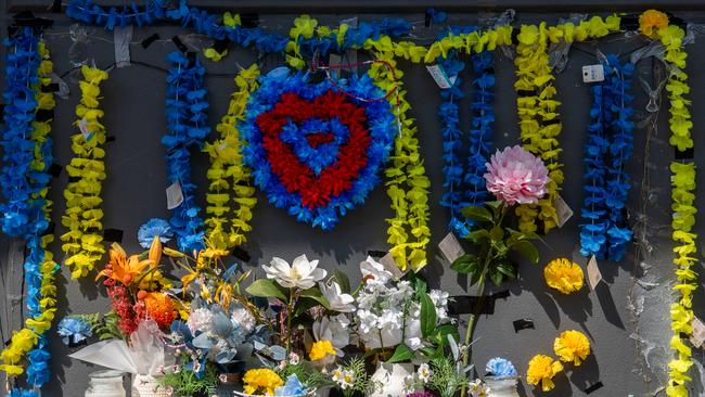 A memorial which was set up at the scene of a fatal stabbing. Picture: Pema Tamang Pakhrin