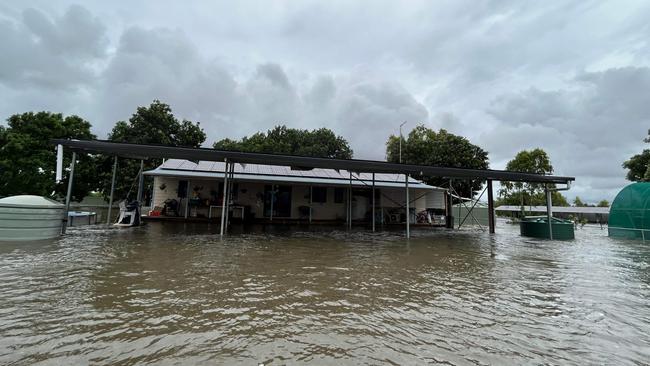 Jil Wilson of Tirranna took this image as her family were evacuated from Tirranna to Burketown by helicopter as the most significant wet season in a decade impacted their property. Picture: Supplied