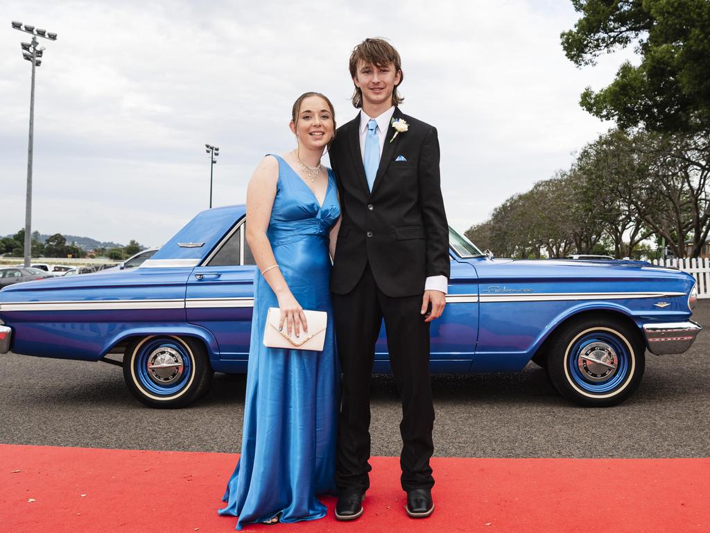 Graduate Joe Borello is partnered by Chloe Palmblad at The Industry School formal at Clifford Park Racecourse, Tuesday, November 12, 2024. Picture: Kevin Farmer