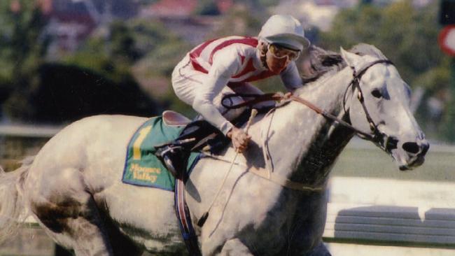 Damien Oliver onboard the legendary Schillaci in 1993. Picture: Brett Faulkner