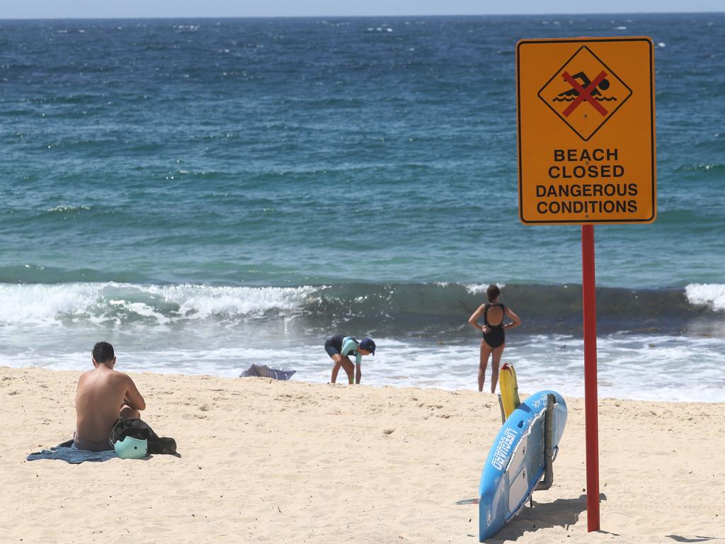 The water was closed off at Coogee beach today after Wednesday’s shark death at Little Bay.