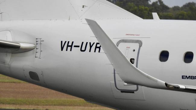 The QantasLink Embraer E-190 VH-UYR at Rockhampton Airport after earlier diverting while operating as QF1871 from Townsville to Brisbane. Photo: John Lee