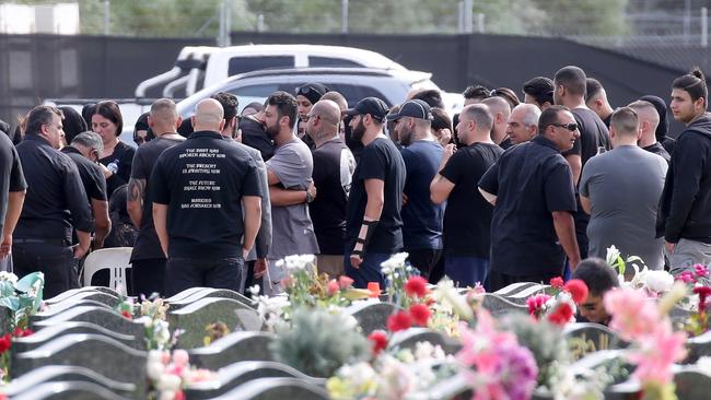 A large crowd gathers for Hawi’s funeral.