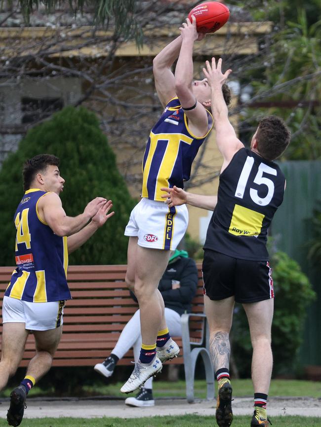 EDFL: Brock Landt flies for Rupertswood. Picture: Hamish Blair