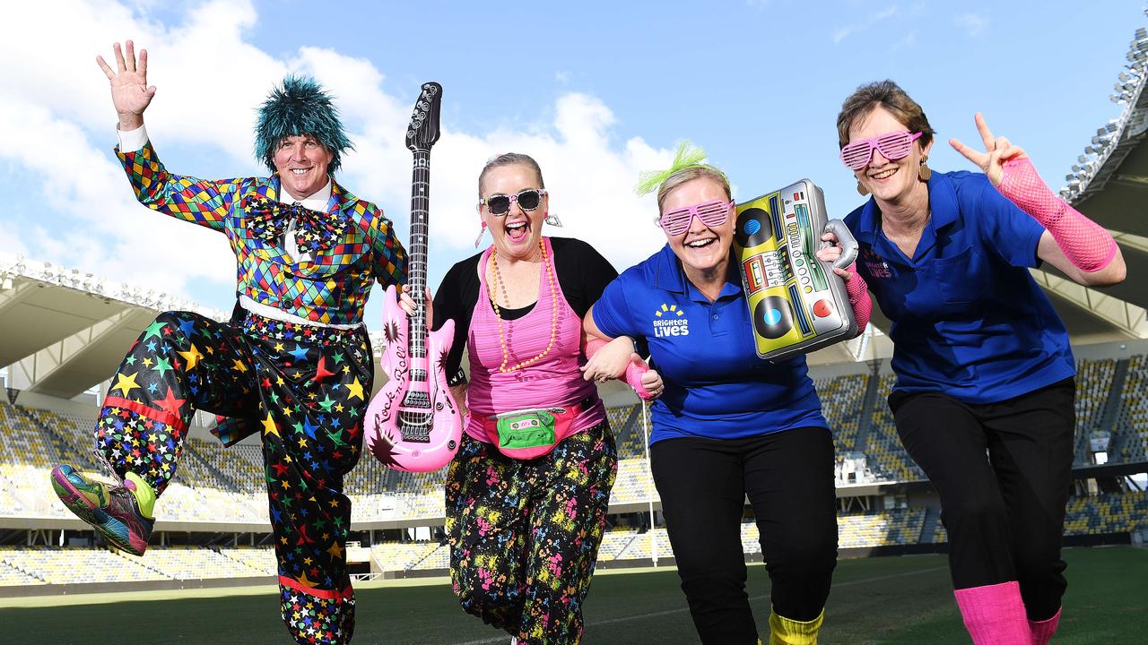 Windy Wizard, Kellie Stephenson, Shontel Ashurst and Narelle Burns are participating in the 80's Twilight Fun Run raising money for Brighter Lives. Picture: Shae Beplate.