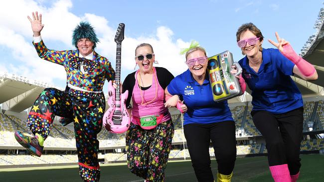 Windy Wizard, Kellie Stephenson, Shontel Ashurst and Narelle Burns are participating in the 80's Twilight Fun Run raising money for Brighter Lives. Picture: Shae Beplate.