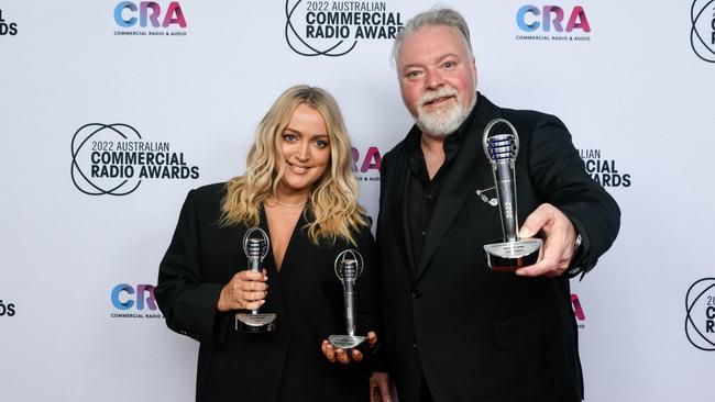 KIIS FM breakfast hosts Jackie "O" Henderson and Kyle Sandilands who were crowned best on-air team (FM) at the 33rd annual Australian Commercial Radio Awards (the ACRAs) in Sydney on October 29, 2022. Picture: Supplied