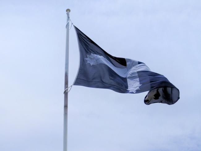 The Eureka Flag at Ballarat's Eureka Circle monument.