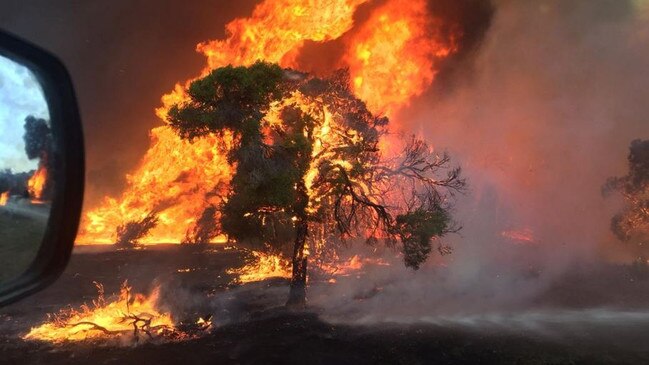 Temperatures have hit 42.5 degrees in Uduc, where firefighters are battling an out-of-control bushfire near Harvey. Picture: Harvey Hills Volunteer Fire Brigade perthnow generic fire