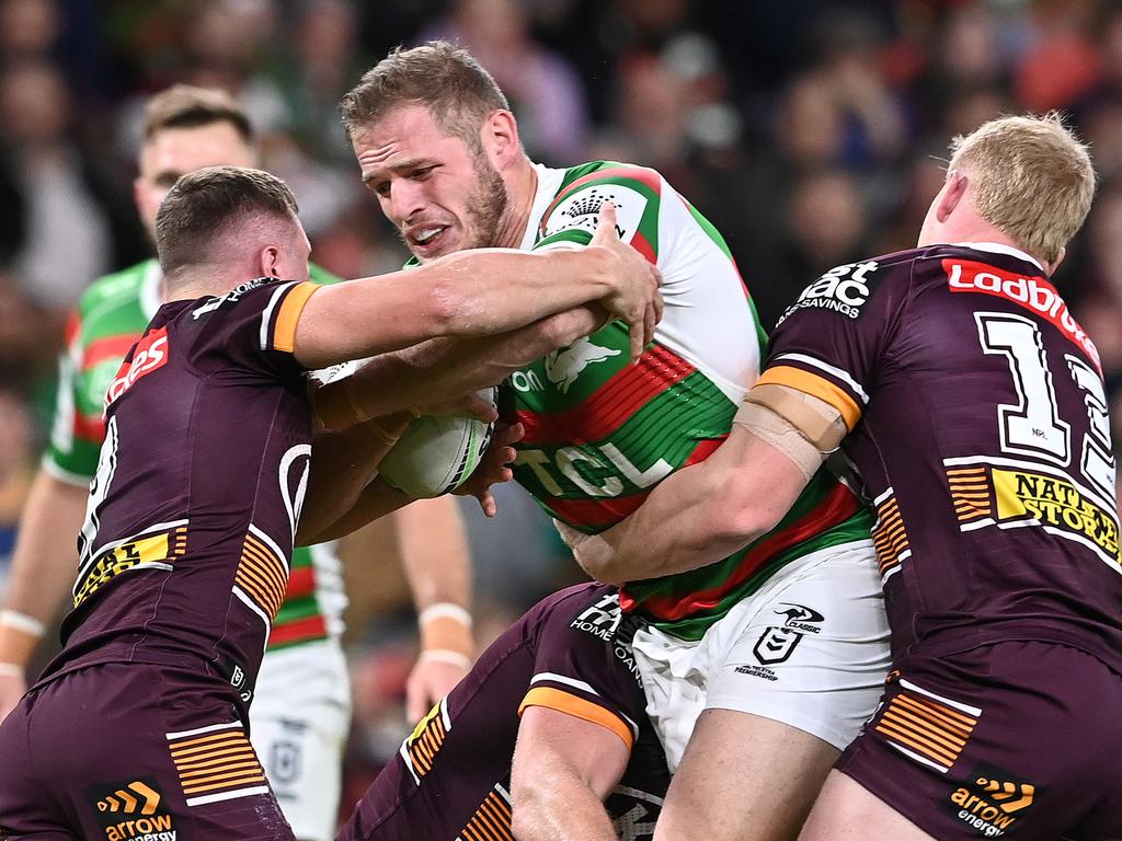 Souths front-rower Tom Burgess tested positive to Covid and mixed with players. Picture: Bradley Kanaris/Getty Images
