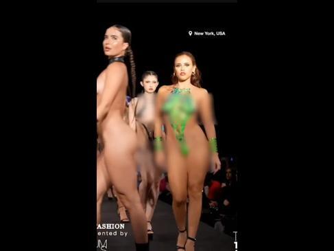 Models bare all in duct-tape bikinis at Fashion Week