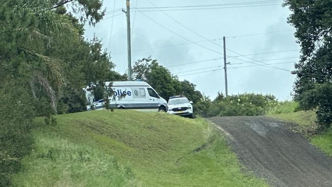 Police at the scene of a burnt out house at Muldoon Rd, Caniaba, near Lismore on Thursday, November 28.