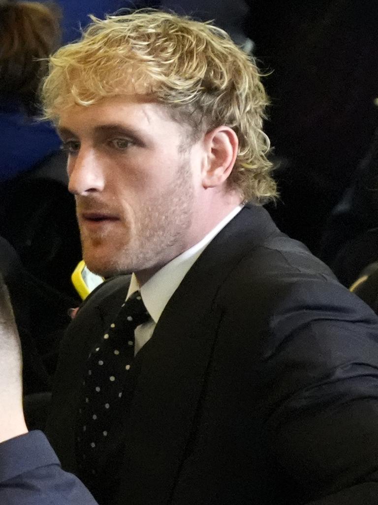 Boxer Logan Paul sat with brother Jake in the VIP viewing area for Trump’s inauguration. Picture: Jasper Colt / Getty