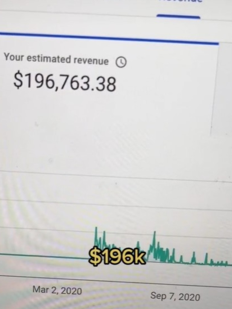 In total YouTube has paid her more than $US196,000.