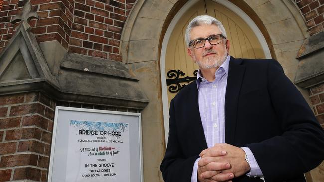 Tasmanian Anglican Bishop Richard Condie outside St Luke’s Church at Latrobe. Picture: CHRIS KIDD