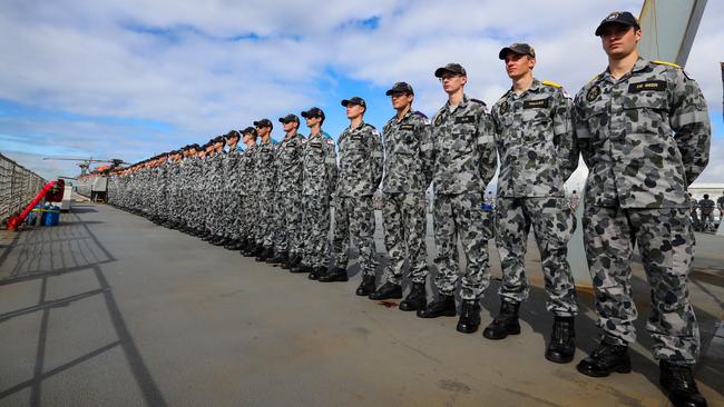 The crew of the HMAS Choules. Picture: Alex Coppel.