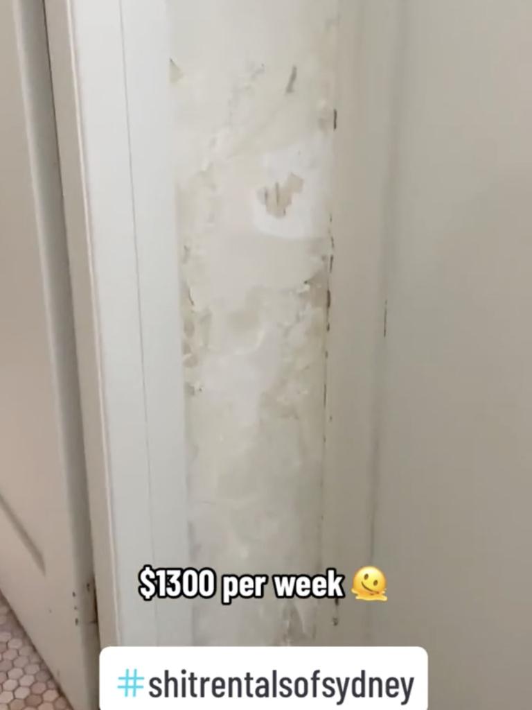 The wall leading to the bathroom appeared to be mouldy. Picture: TikTok.