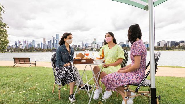 A new pop-up COVID-safe picnic venue launches at Albert Park Lake tomorrow. Picture: Lucas Worcester