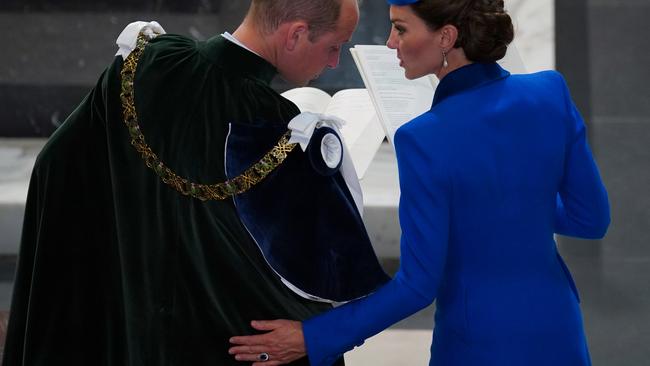 The Prince and Princess of Wales, known as the Duke and Duchess of Rothesay while in Scotland during the National Service of thanksgiving and Dedication for King Charles III and Queen Camilla. (Photo by Peter Byrne – Pool/Getty Images)