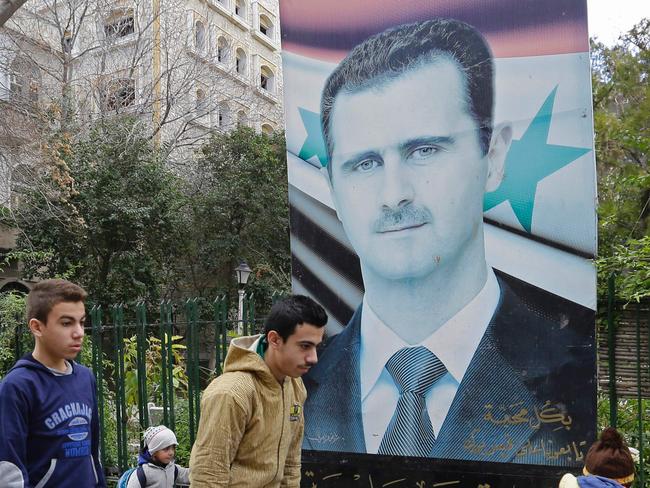 A poster of President Bashar al-Assad in Damascus. Picture: AFP