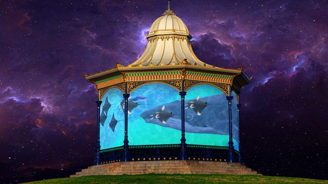 An artist’s impression of the Aus Lights on the River show. Picture: Supplied by the Australia Day Council of SA