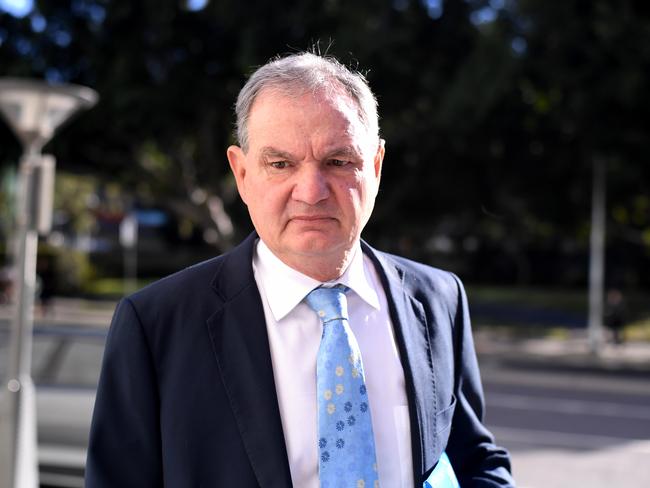 Paul Pisasale arrives at Brisbane District Court yesterday to be found guilty of extortion. Picture: Dave Hunt/AAP