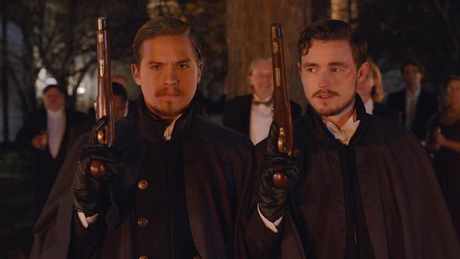 Dylan Sprouse and Callan McAuliffe in The Duel.