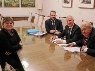 AT THE TABLE: Cr Janelle Stanford, Cr Cameron O'Neil and Cr Peter Flynn meeting with Deputy Prime Minister Michael McCormack last week in Canberra.