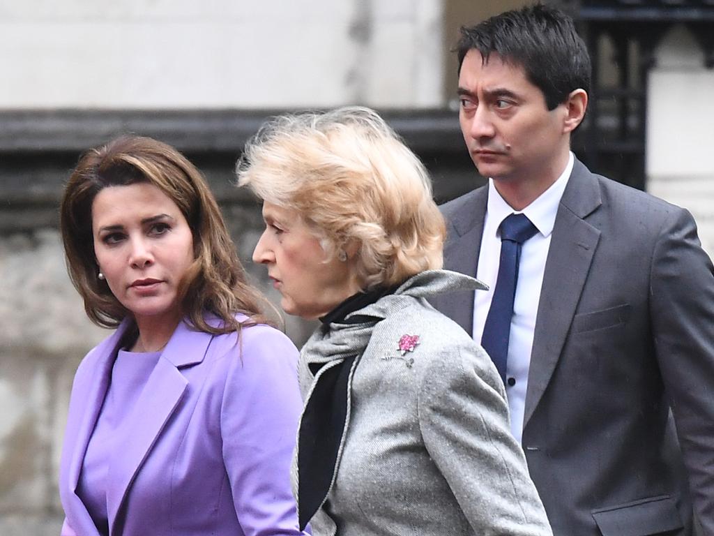 Princess Haya Bint al-Hussein arrives with her lawyer Baroness Fiona Shackleton at the High Court in London last month. Picture: Getty