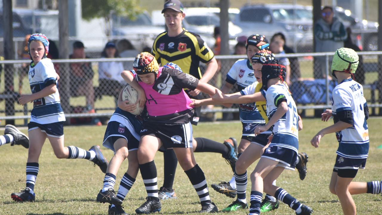 Bono Camilleri in the Magpies and Bulldogs White clash in the RLMD U11 Mixed division at RLMD Fields, August 7, 2021. Picture: Matthew Forrest