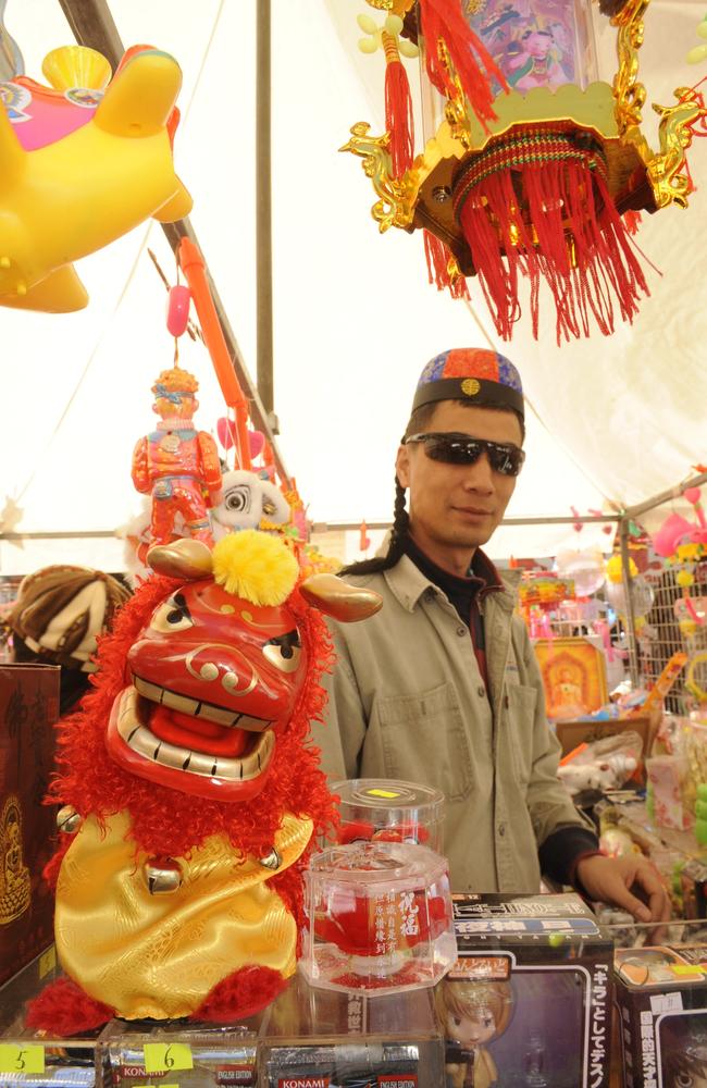 Simon Zhang at his stall at the Cabramatta Moon festival.