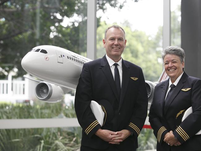 Captain Lisa Norman First Officer David Summergreene will be piloting the Qantas Dreamliner flight from Perth to London. Picture: Tim Pascoe