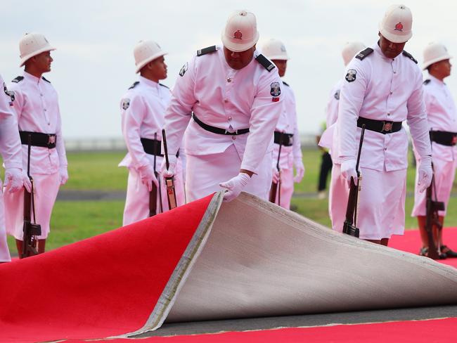 Final preparations are made for the arrival of King Charles III and Queen Camilla in Samoa. Picture: Getty Images